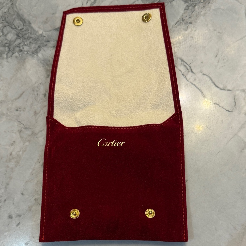 Cartier Red and Cream Velvet Jewelry Travel Pouch New! - Picture 2 of 4